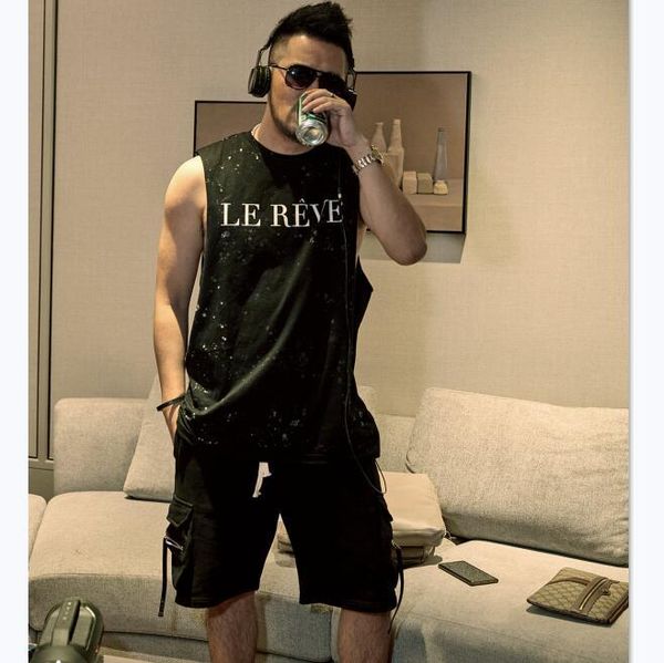 

2021 the new new style of paint-printing stylish splashed guy down man vest with no sleeves casual return regatta heart t5023-2 43bp, White;black