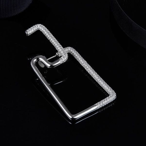 

hoop & huggie 5.38cm large square earrings paved zirconia stones geometric multicolor women wedding party jewelry, Golden;silver