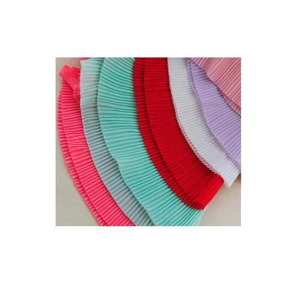 

6.5cm 5m/lot chiffon pleated lace trimming black pink green red purple lace ribbons diy apparel sewing fabric lace t bbyhko