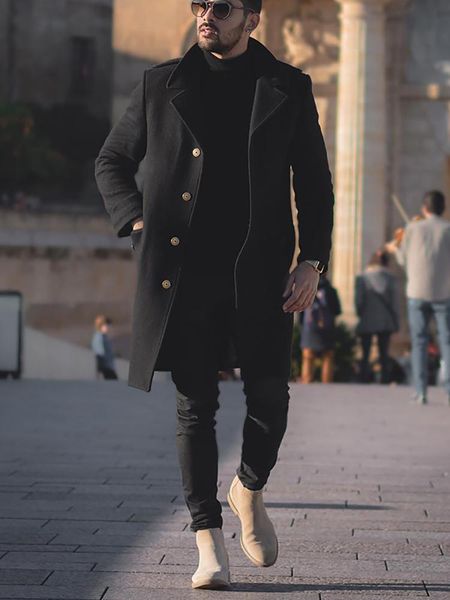 

урожай мужчина длинная куртка пальто 2021 новый мужской повседневный пальто свободная ветровка куртка отворот однобортный траншею, Tan;black