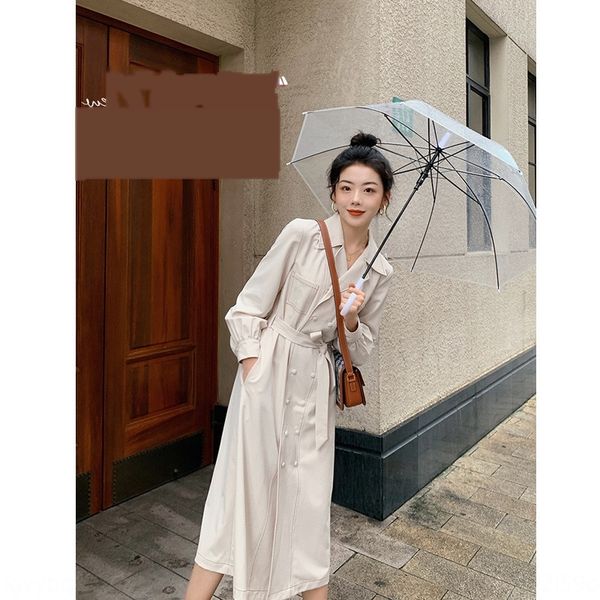 

xu da цин роковое кротость 2020 осень нового платье dresswindbreaker dressdouble однобортного длина среднего тонкие ветровки платье enl1m en, Black;gray