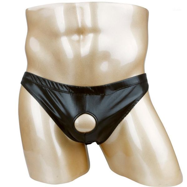 

men's g-strings men sissy briefs shiny patent leather thongs bikini open bug-string jockstrap gay underwear erotic underpants1, Black;brown