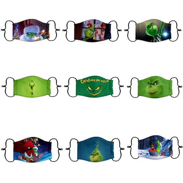 

fashion cartoon green hair monster printed face mask cotton thin adults dustproof washing cloth mask with a pm2.5 filterfactory outlet