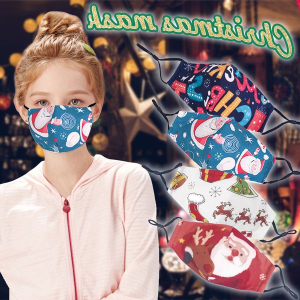 

christmas kids mask new dustproof masks winter washable reusable print caps protective mouth face shield #m
