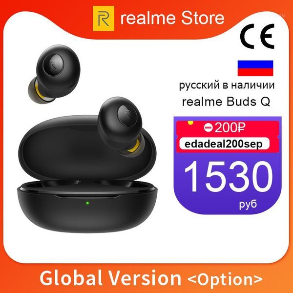 

global version cn realme buds q wireless earphones bluetooth tws 400ma charger box bluetooth 5.0 for realme x70 pro 6 6i 6s1