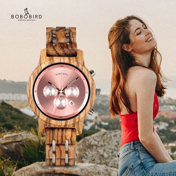 

bobo bird simple wood women watches reloj mujer miyota quartz movement ladies clock custom wristwatch gift with wooden box b-p18 201114, Slivery;brown