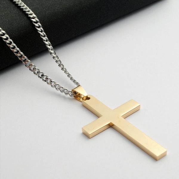 

pendant necklaces gold men cross pendants jewelry the neck stainless steel black chain male accessories fashion men's necklace, Silver