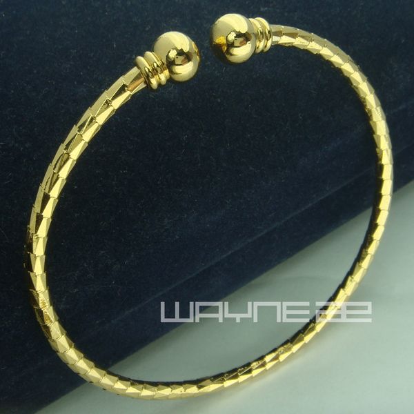 

g108-plain lady's 18k yellow gold filled women's gf bracelet ringent bangle 52mm, Black