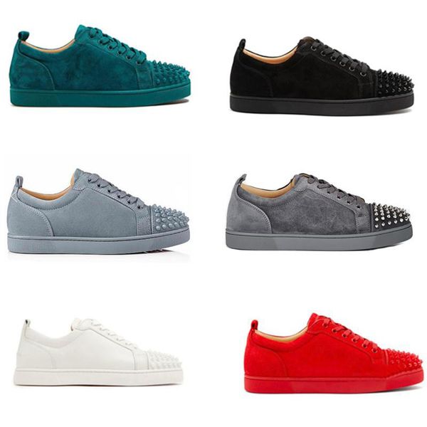 

fashion luxurys designers red bottom leather shoes spikes sneakers mens real leather mens trainers party men for women casual shoe, Black