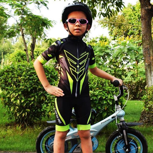

2020 long ao green children's summer cycling suit mountain girl boy bicycle cycling sportswear short-sleeved children1, Black;blue