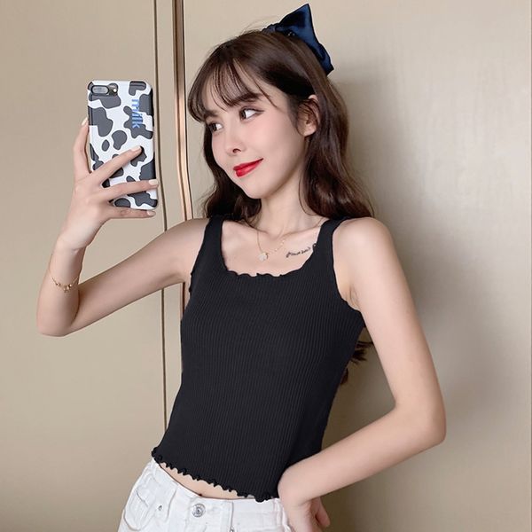 

fragrant taro purple knitting with bottom up shirt short purple small suspender vest for women wearing ins sling shirtvest shirtsumm, White