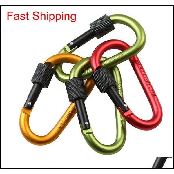 

colorful carabiner keychain hanging hook camping backpacking buckle thickened aluminum alloy d styles climbing button with lock ds0174 cebb