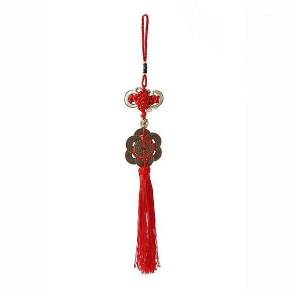 

copper coins red chinese knot wealth success lucky car home ornaments decor1