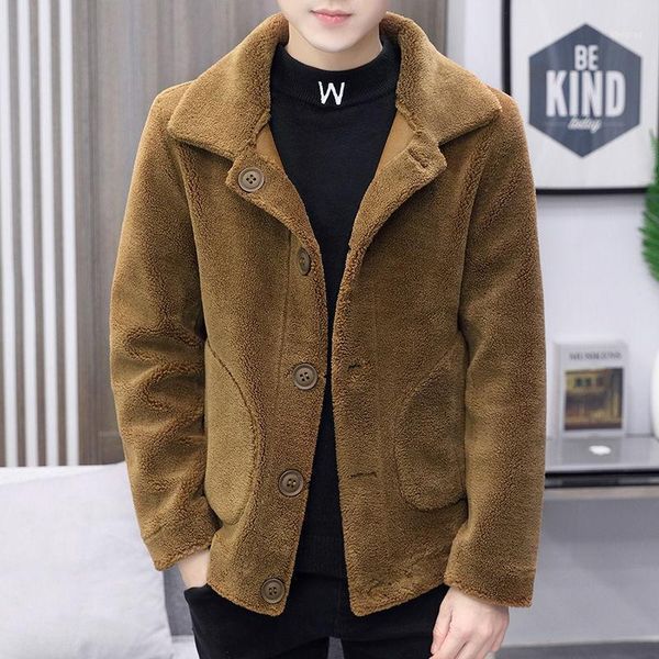 

2020 autumn and winter new youth fashion loose solid color lapel fur one two-sided cotton-padded jacket fashion casual, Black