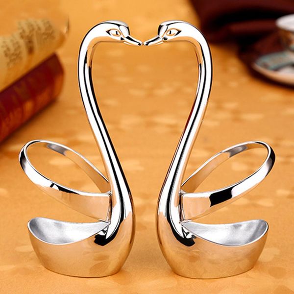 

elegant swan base holder fruit forks cutlery set stainless steel salad dessert forks coffee spoon tableware wedding supply h jllyhh