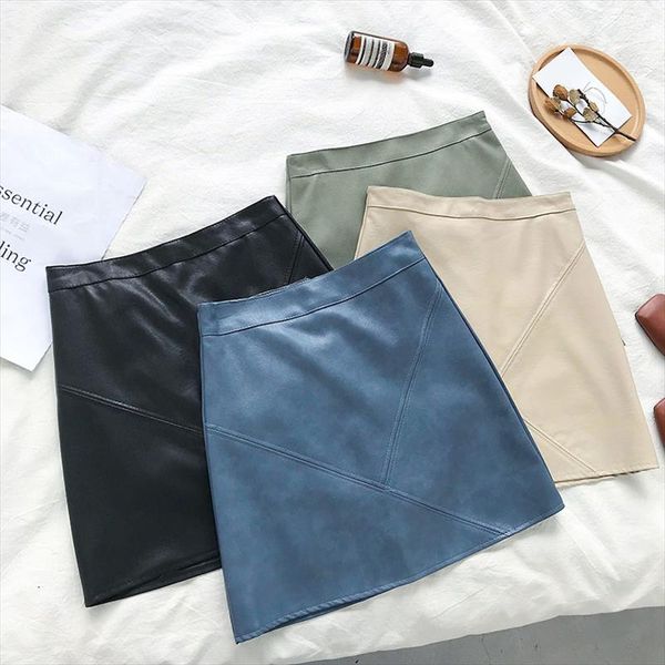 

wholesale 2021 new autumn winter selling womens fashion casual leather skirt a301 drop shipping, Black