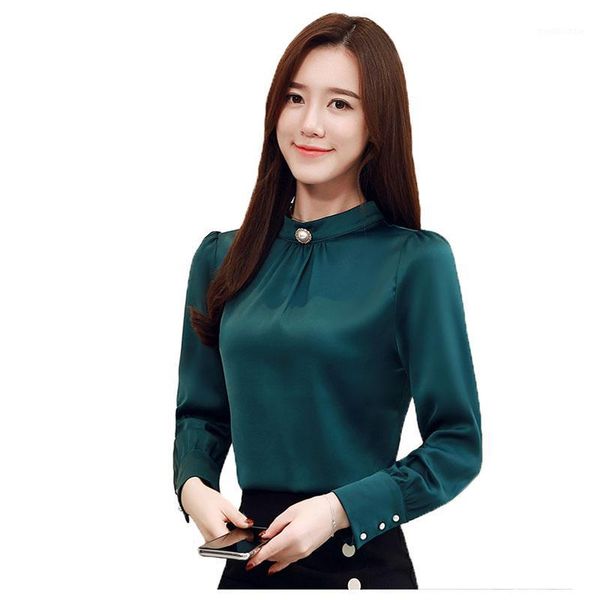 

women shirts blouse women and blouses casual silk long sleeve shirts for woman korean spring female blouse plus size1, White