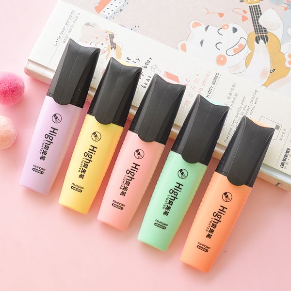 

новый новизна highlighter pen наклонный head цвет highlighter офисные аксессуары мини marker pen акварели nite writer pen free dhl, Black;red
