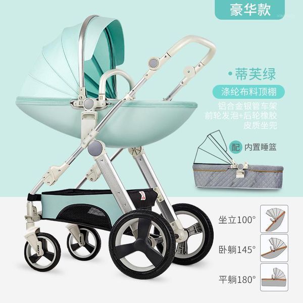 

strollers# 2021 arrival multi-functional baby stroller can sit reclining and light folding two-way implementation leather1