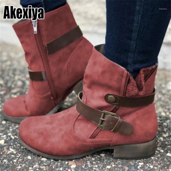 

boots women pu leather ankle autumn winter zipper vintage punk flat ladies shoes short mujer p2731, Black