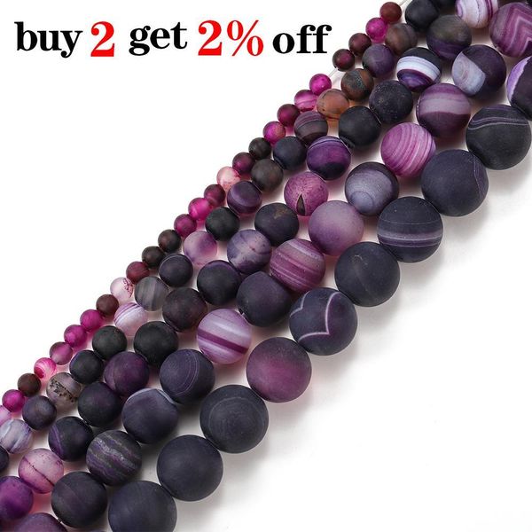 

1strand lot 4 6 8 10 12 мм матовая фиолетовая полоса агатографии бусины каменные круглые свободные шарики для diy браслетов ювелирные издели