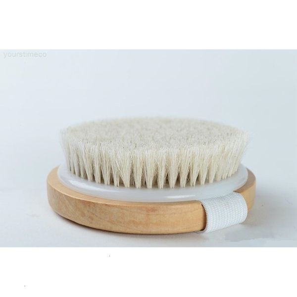 

without horsehair body brush round handle natural dry skin bath spa massage wooden shower brushes