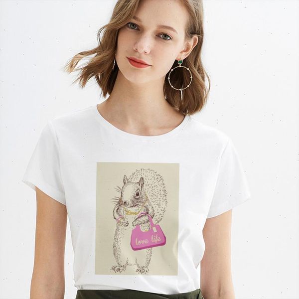 

fashion mouse animal t shirt print harajuku t shirt women 2021 new summer tshirt o neck short sleeve white female clothing