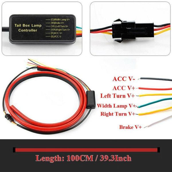 

39 inch car led rear 3rd sbrake strip light signal lamp driving warning turn brake strip light universal double flash1