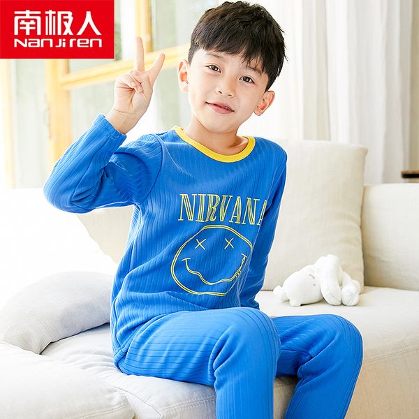 

nanjiren children pajamas sleepwear set boy nightwear baby infant kids clothes blue smile pajama set polyester children pajamas c1019, Blue;red