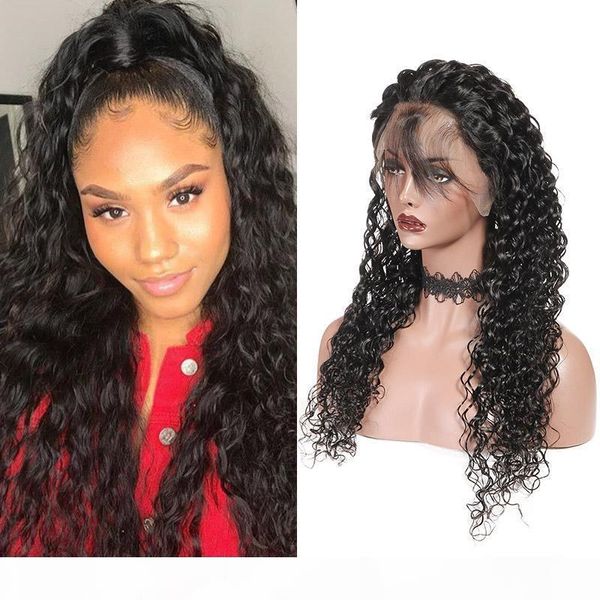 

water wave human hair lace front wigs 13x6 lace frontal wigs yaki straight brazilian body loose deep curly human hair wigs peruvian hair, Black;brown