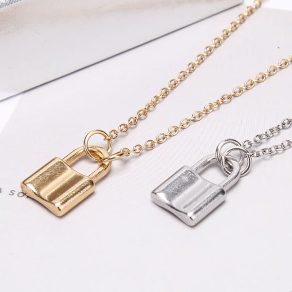 

layered chain lock pendant padlock charm necklace rock choker lock necklace chain women jewelry gift choker punk, Silver