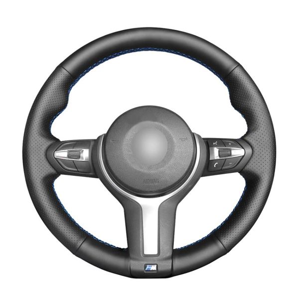 

black pu artificial leather car steering wheel cover for m sport f30 f31 f34 f45 f46 f22 f23 m235i m240i x1 f48 x2 f39