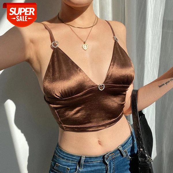 

crop tees summer brown women tank sleeveless v neck gothic clothes harajuku y2k summer vests 2021 streetwear party #xz7o, White