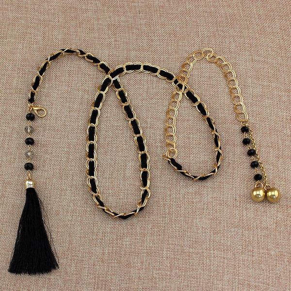 

2021 new fashion metal chain for dress black whire color elegant ladies youth girl cinturones mujer, Black;brown