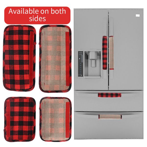 Decorazioni per la copertura della maniglia della porta del frigorifero natalizio per elettrodomestico da cucina Protezione per maniglia per lavastoviglie a microonde Buffalo Plaid JK2011XB