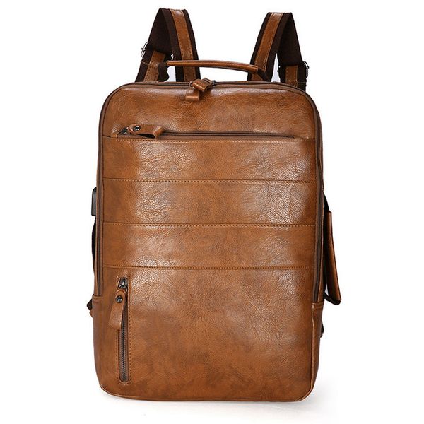 

high capacity vintage lapbackpack men waterproof man bag pack stylish pu leather teenager maleÂ backpacks travel bags for men 1