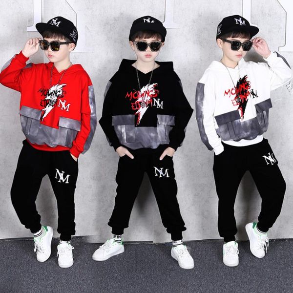 

boys clothes sport suit casual boys clothing sets big pocket terno infantil two pieces children clothing set kids tracksuit, White