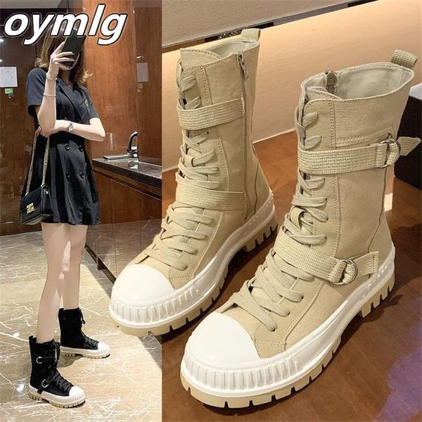 

2020 весна осень ботинки женщин зашнуровать джинсовые износостойкий не скользит случайно загрузочные удобные дышащие женщина ботинок, Black