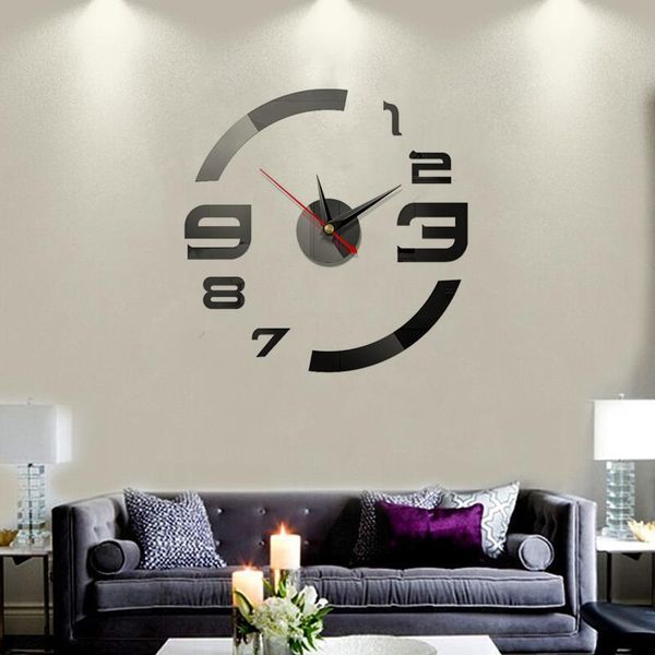 

2020 diy digital wall clock 3d sticker modern design large silent clock home office decor wall watch for living room decoration