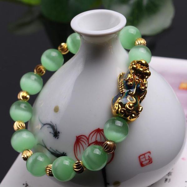 

новый природный кристалл браслет дамы браслет розовый опал мифическое дикое животное, Black