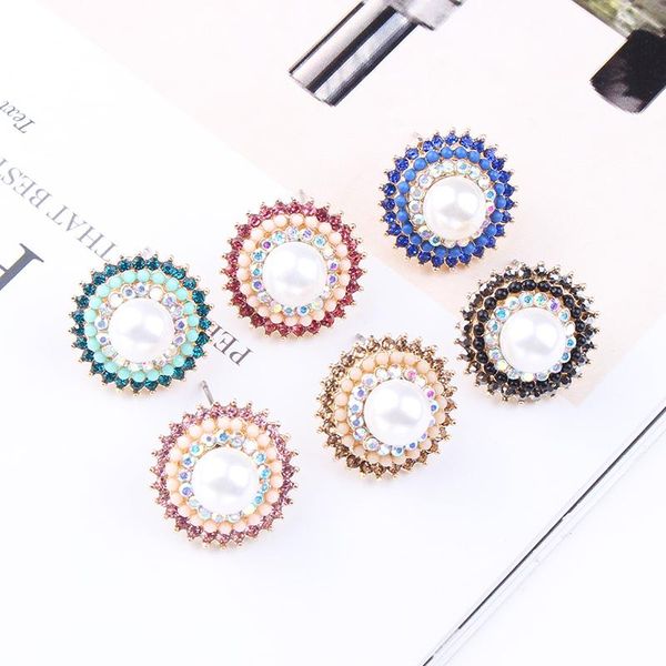 

lubov boho ethnic fringe opal stud earrings 2021 handmade beads statement earrings party stud christmas gift wholesales, Golden;silver