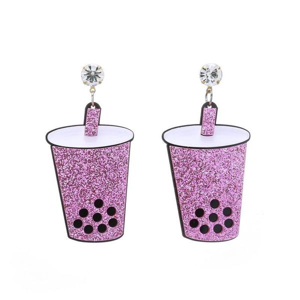 

dangle & chandelier qigo glitter acrylic milk cup drop earrings for women exaggerated night club hip hop fashion jewelry, Silver