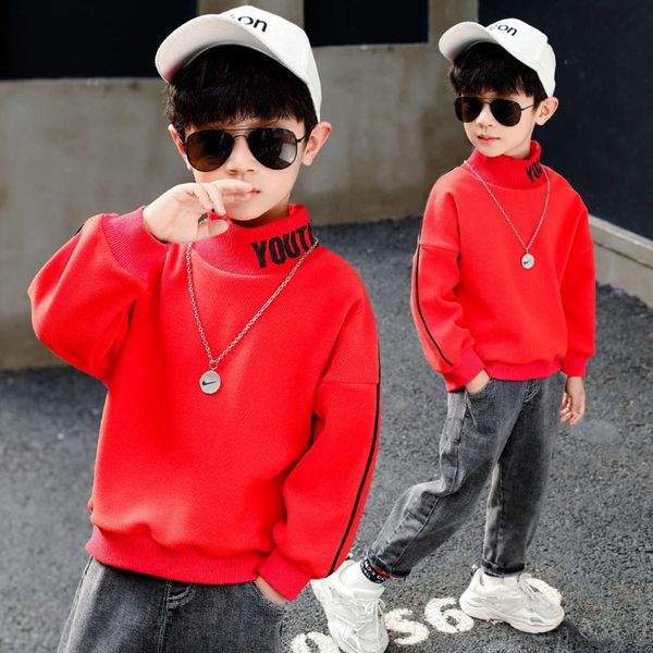 

middle children's sweater plush warm high collar boy's winter bottom coat vds62ma8, Black