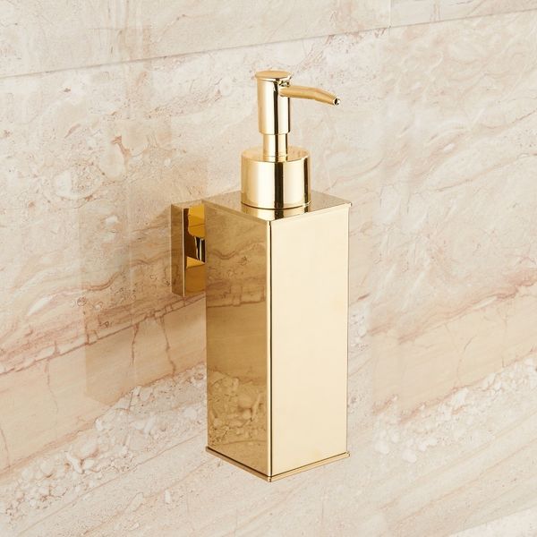 Dispensador de sabão de aço inoxidável Hand Liquid Soap Dispenser Squeeze Wall-Mounts Hotel Casa de Banho Projeto Quadrado Y200407