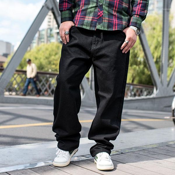 

2019 autumn streetwear straight fit jeans men oversized jean homme black blue mens loose hip hop baggy jeans denim pants 44 461