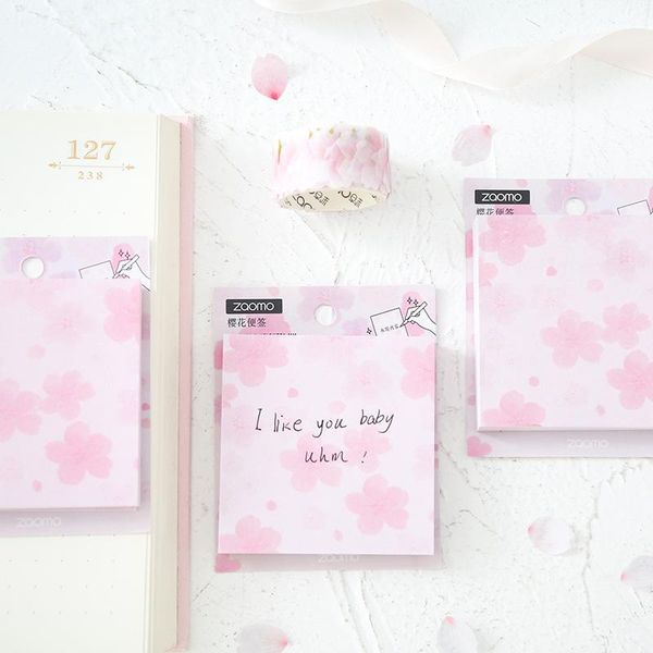 

2pcs pink flower sticky note 80 sheets cherry blossom color memo record pad stationery gift office school supplies fm455 jlluth yeah2010