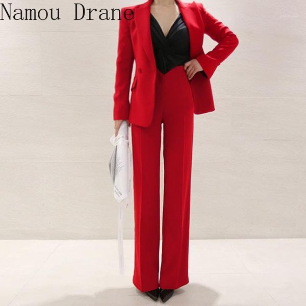 

business uniform women pant suits 2 piece set red slim blazer jacket office lady business office work suit1, White;black