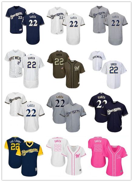

custom milwaukee brewers leave name number 22 matt garza baseball jersey men women youth jerseys, Blue;black