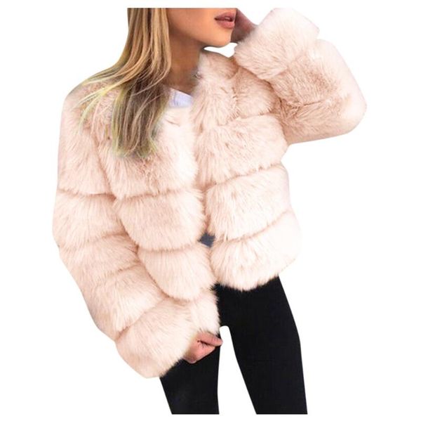 

women jacket women winter faux fur coat winter long sleeve thick warm fleece jacket outwear #40%, Black;brown