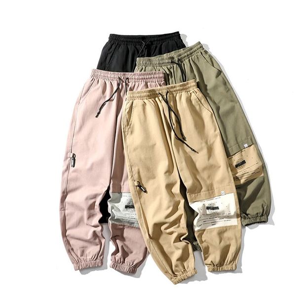 

cargo men autumn 2020 new color matching printed bouquets of feet pants high street hiphop casual style pantsants, Black